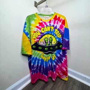ROMWE/SHEIN Oversized Graphic Rainbow Tie-dye Shirt